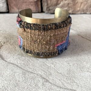 Brass woven cuff bracelet